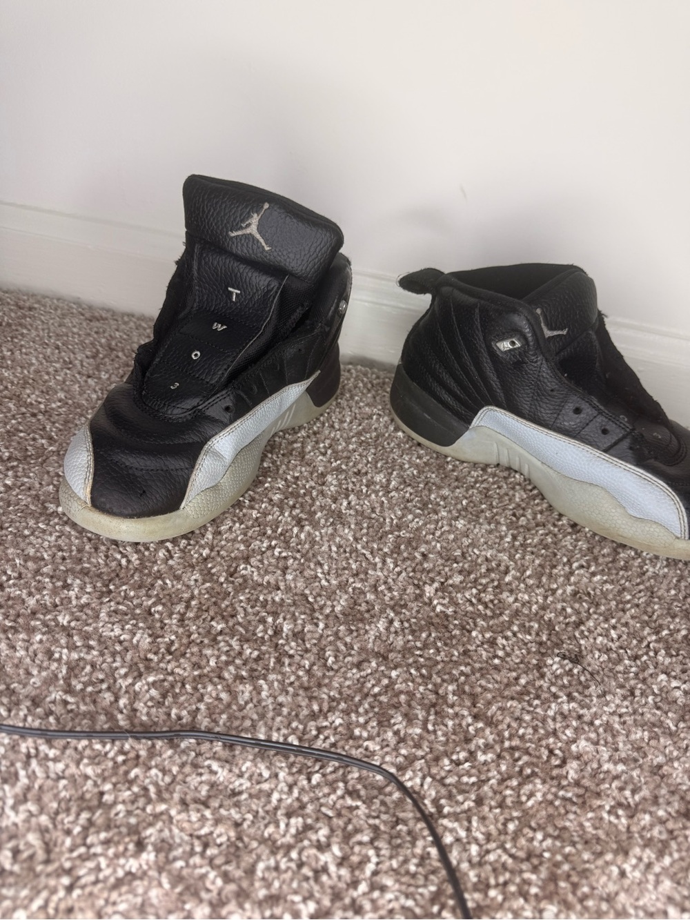 Jordan Kids Black and Silver High-Top Sneakers